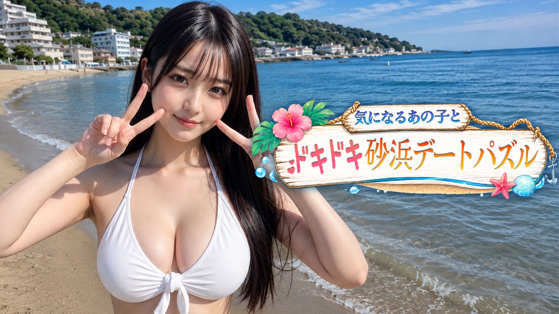 気になるあの子とドキドキ砂浜デートパズル