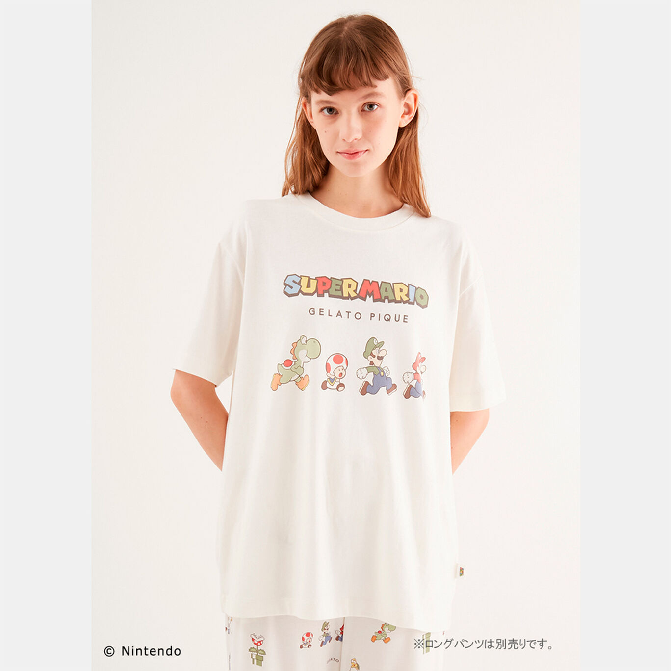 【スーパーマリオ】ユニセックスワンポイントTシャツ OWHT F【SUPER MARIO meets GELATO PIQUE】