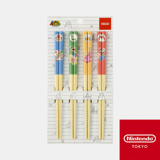箸4本セット スーパーマリオファミリーライフ【Nintendo TOKYO取り扱い商品】