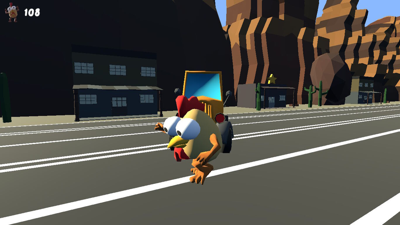 道路上の鶏