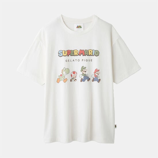 【スーパーマリオ】ユニセックスワンポイントTシャツ OWHT F【SUPER MARIO meets GELATO PIQUE】