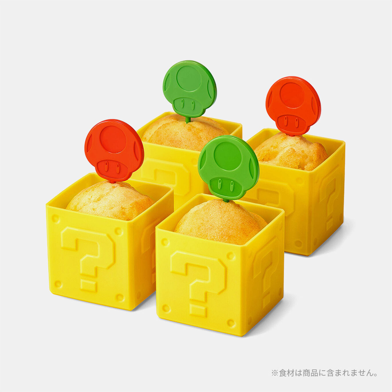 スーパーマリオ ホーム＆パーティ　マフィンカップ(ハテナブロック)&ピック(スーパーキノコ／1UPキノコ)
