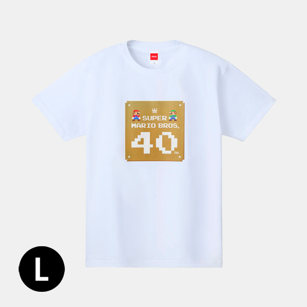 mario ～S Tシャツ 白 Super Mario Bros. 40th【Nintendo TOKYO取り扱い商品