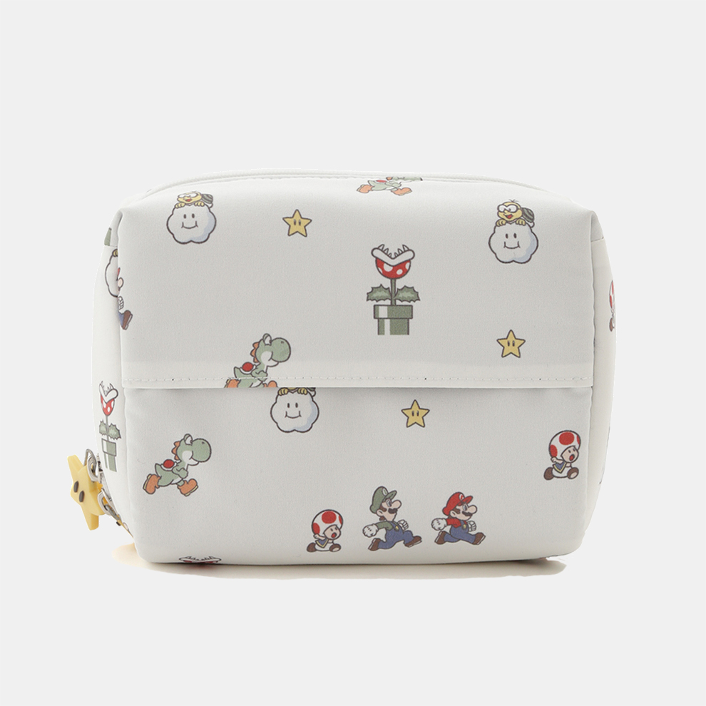 ジェラートピケ　マリオ　ホワイト　総柄　セットアップ　ベビモコ ジェラートピケ マリオ ホワイト 総柄 セットアップ ベビモコ