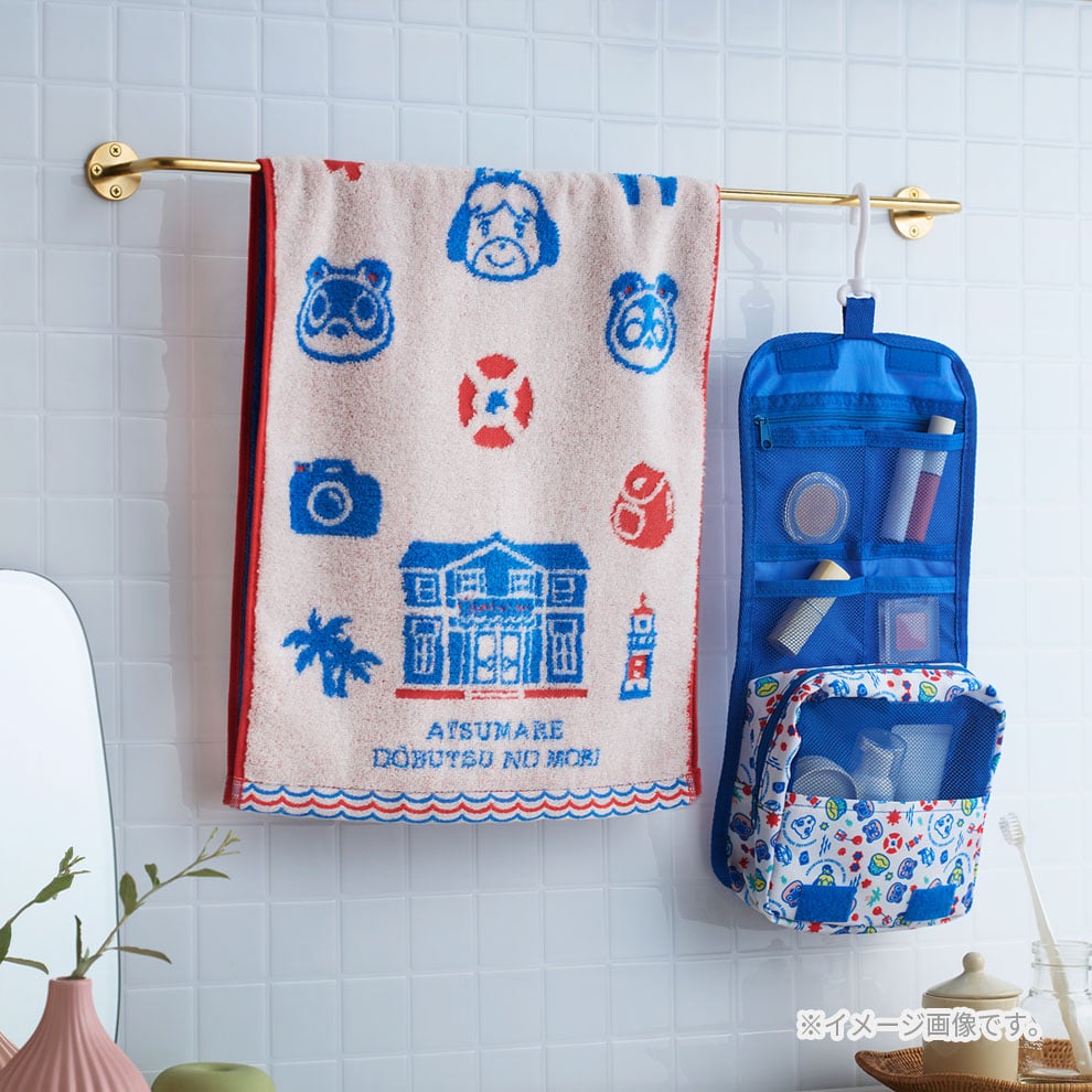 フェイスタオル あおあか あつまれ どうぶつの森【Nintendo TOKYO